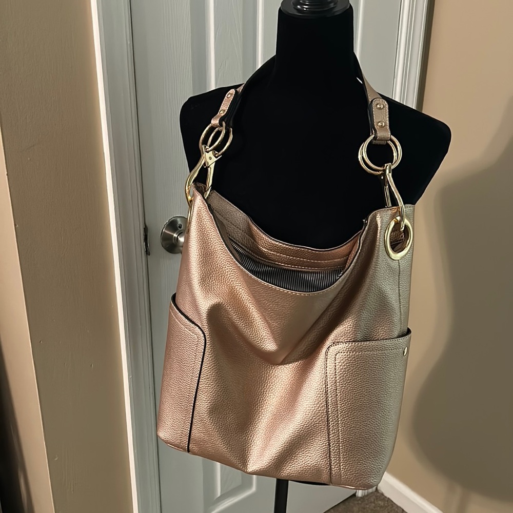 Rose Gold Slouch Shoulder Purse